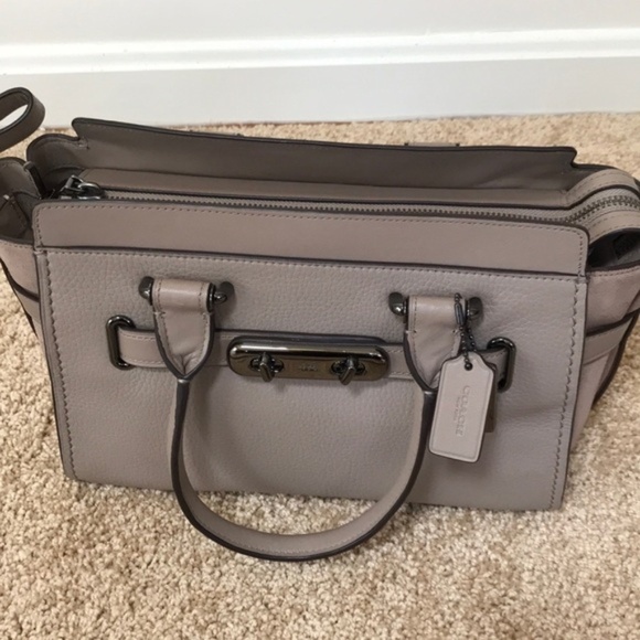 NWT! COACH Tan leather with suede small satchel - Picture 2 of 8